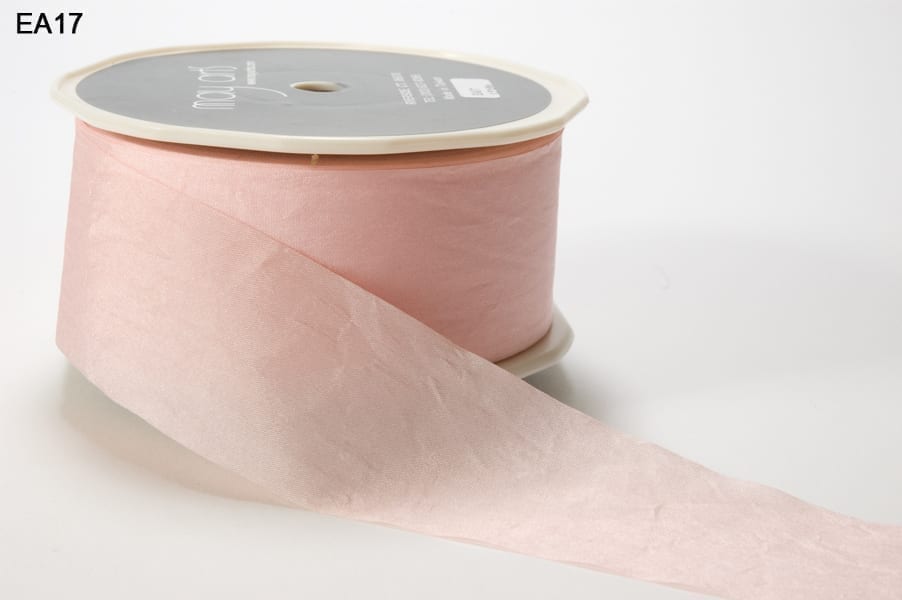 May Arts: 1.5 Inch Tulle Ribbon with Cut Edge: Pink, 1 yd.