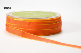Solid Two tone woven ribbon orange with yellow edge 3/8" ribbon