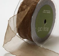 1.5" Woven Brown Organza Sheer Wrinkled Edge Ribbon