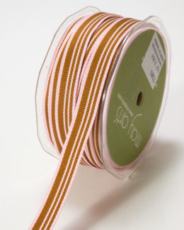 Pink and Brown Grosgrain Variegated Stripes Ribbon