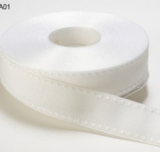 White and White Stitched Grosgrain Ribbon