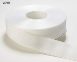 White and White Stitched Grosgrain Ribbon