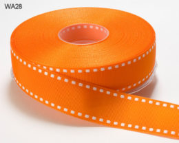 Orange and White Stitched Grosgrain Ribbon
