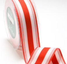 Red and White Grosgrain Stripes Ribbon