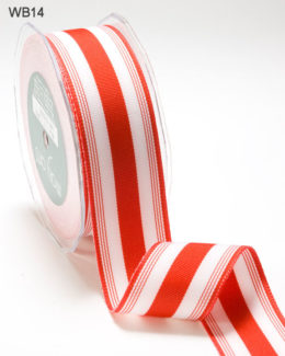 Red and White Grosgrain Stripes Ribbon