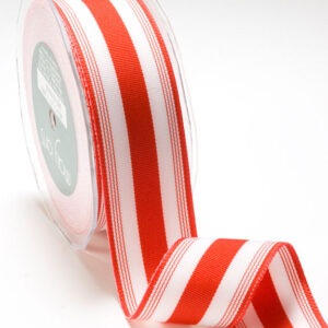 Red and White Grosgrain Stripes Ribbon