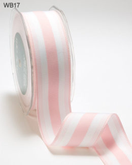 Pink and White Grosgrain Stripes Ribbon