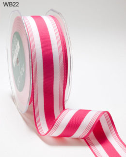 Fuchsia and White Grosgrain Stripes Ribbon