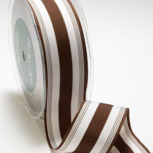 Brown and White Grosgrain Stripes Ribbon
