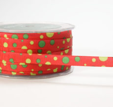 Red,Green and Yellow Grosgrain Bubble Dot Ribbon