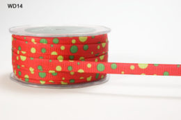 Red,Green and Yellow Grosgrain Bubble Dot Ribbon