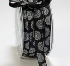 Black and White Grosgrain Circles Ribbon