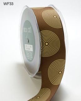 Brown and Ivory Grosgrain Cirlces Ribbon