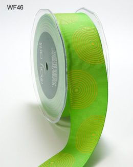 Parrot Green and Yellow Grosgrain Cirlces Ribbon