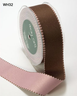 Brown and Pink Grosgrain Reversible Ribbon