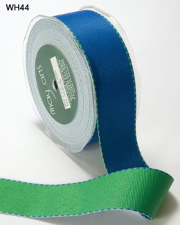 Blue and Green Grosgrain Reversible Ribbon