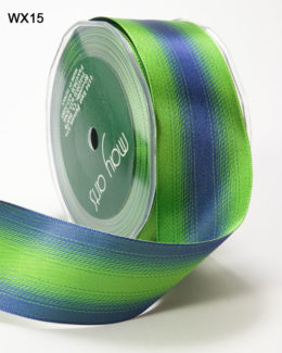 Blue and Green Satin Reversible Wired Ribbon