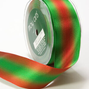 Red and Green Satin Reversible Wired Ribbon