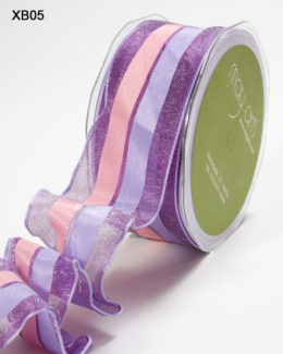 Lavender and Pink Sheer Stripes (Wired) Ribbon