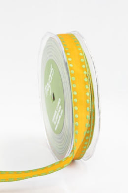 Yellow and Green Solid Dot Edge (wired) Ribbon