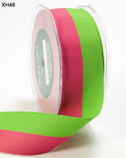 Light Fuchsia and Parrot Green Grosgrain Two Band Ribbon