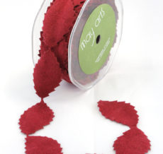 Red Faux Suede Leaves Ribbon