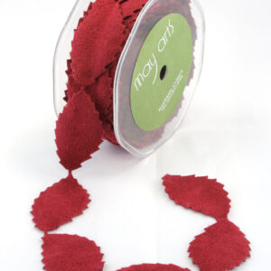 Red Faux Suede Leaves Ribbon