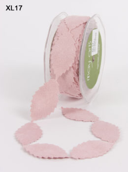 Pink Faux Suede Leaves Ribbon