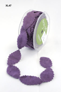 Purple Faux Suede Leaves Ribbon