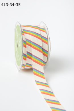 Rainbow Cotton Ivory Canvas with Fun Print Ribbon