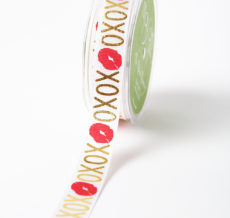 Red,Gold and White XOXO Kiss Grosgrain Ribbon