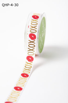 Red,Gold and White XOXO Kiss Grosgrain Ribbon