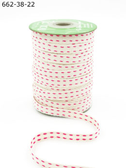 double fuchsia pink stitched cotton ribbon
