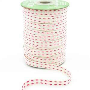 double fuchsia pink stitched cotton ribbon