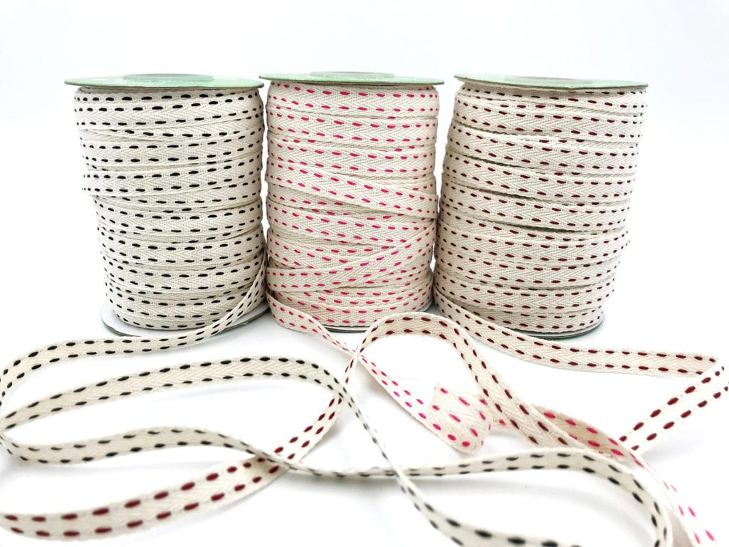 3/8 Inch Two Woven Threads on Cotton Blend Ribbon with Woven Edge