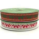 1" geo print woven Christmas ribbons