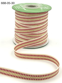 candy cane stripe metallic gold cotton ribbon