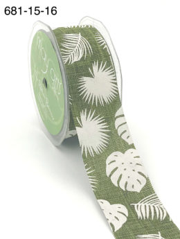 olive green tropical leaf banana leaf linen ribbon