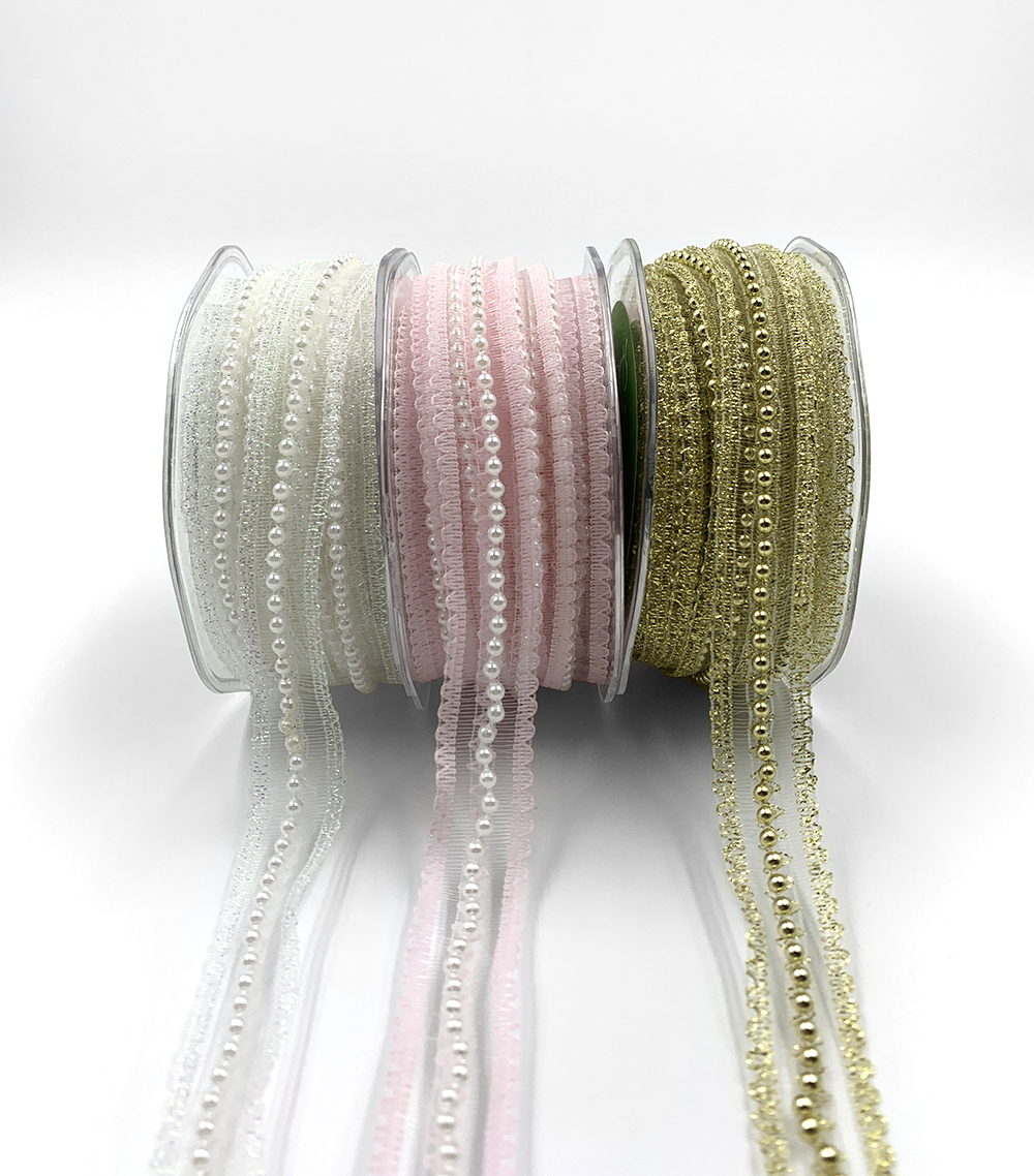 Pearl Lace Ribbon - 5/8 Wide Online Ribbon - May Arts Ribbon