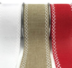 linen stitched white diamond wide ribbons