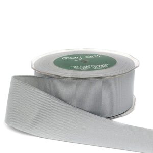 ~1.5 Inch Heavy-Weight (higher thread count) Classic Grosgrain Ribbon with Woven Edge - SX-15-31 Silver