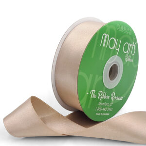 ~1.5 Inch(36MM) Luster Double Faced Satin Ribbon with Woven Edge - HA-15-62L NUDE CHAMPAGNE (Formerly color 02)