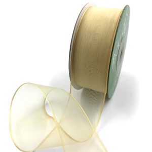 1.5 Inch Soft Sheer Ribbon with Thin Solid Edge - SNE-15-02 Champagne