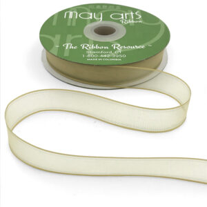 champagne thin edge organza ribbon