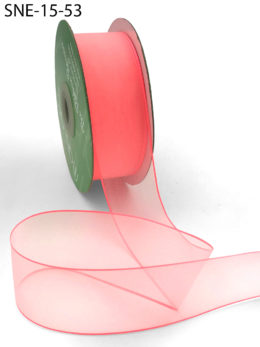 neon coral thin edge organza ribbon