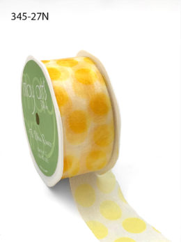white organza ribbon with yellow polka dots