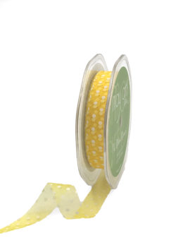 yellow organza ribbon with white polka dots