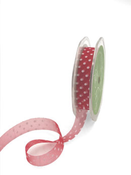 red organza ribbon with white polka dots