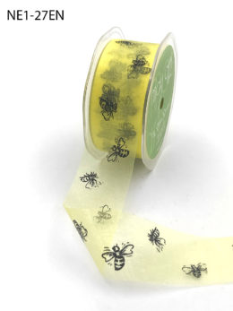 bumblebee printed yellow organza ribbon
