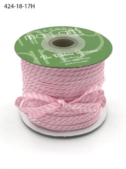light pink and white diagonal stripe woven ribbon